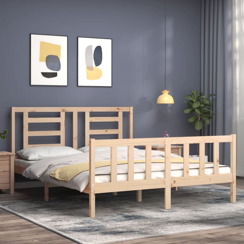 vidaXL Rama łóżka bez materaca, 160x200 cm, lite drewno sosnowe