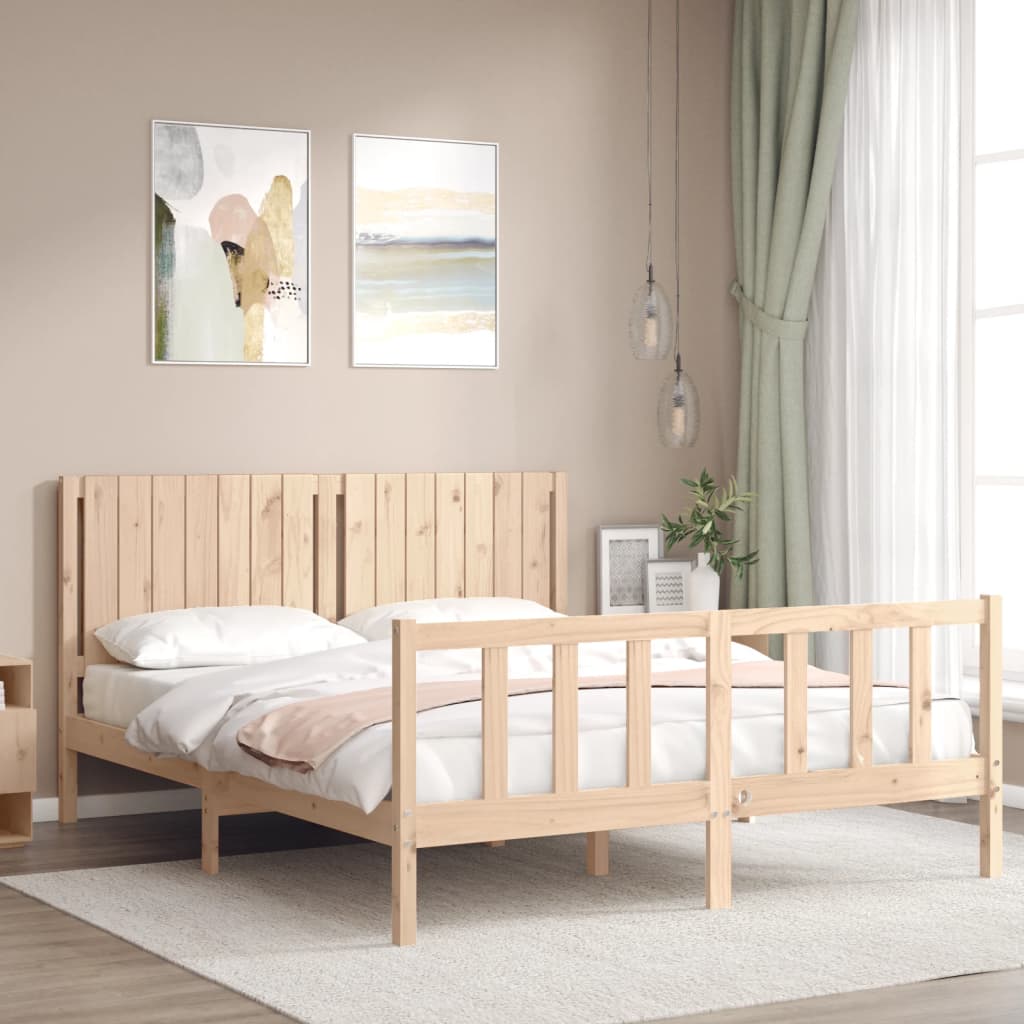 vidaXL Rama łóżka bez materaca, 160x200 cm, lite drewno sosnowe