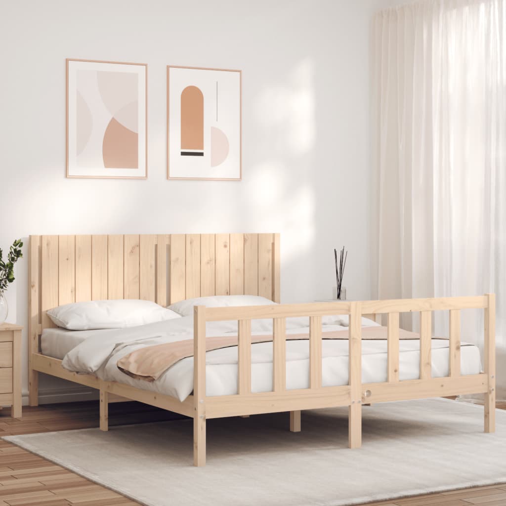 vidaXL Rama łóżka bez materaca, 160x200 cm, lite drewno sosnowe