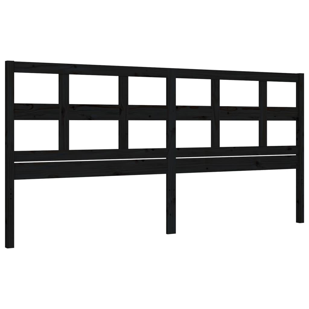 vidaXL Rama łóżka z wezgłowiem, czarna, 200x200 cm, lite drewno