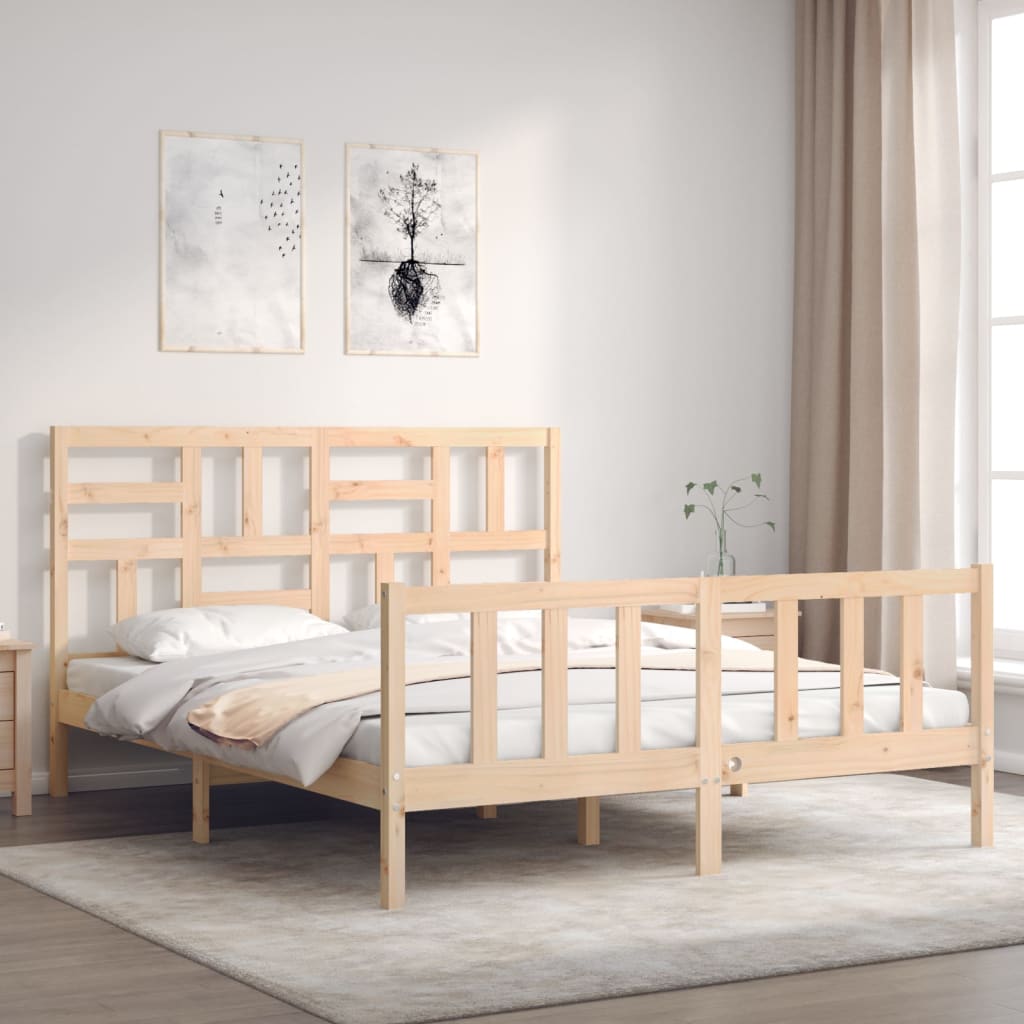 vidaXL Rama łóżka bez materaca, 160x200 cm, lite drewno sosnowe