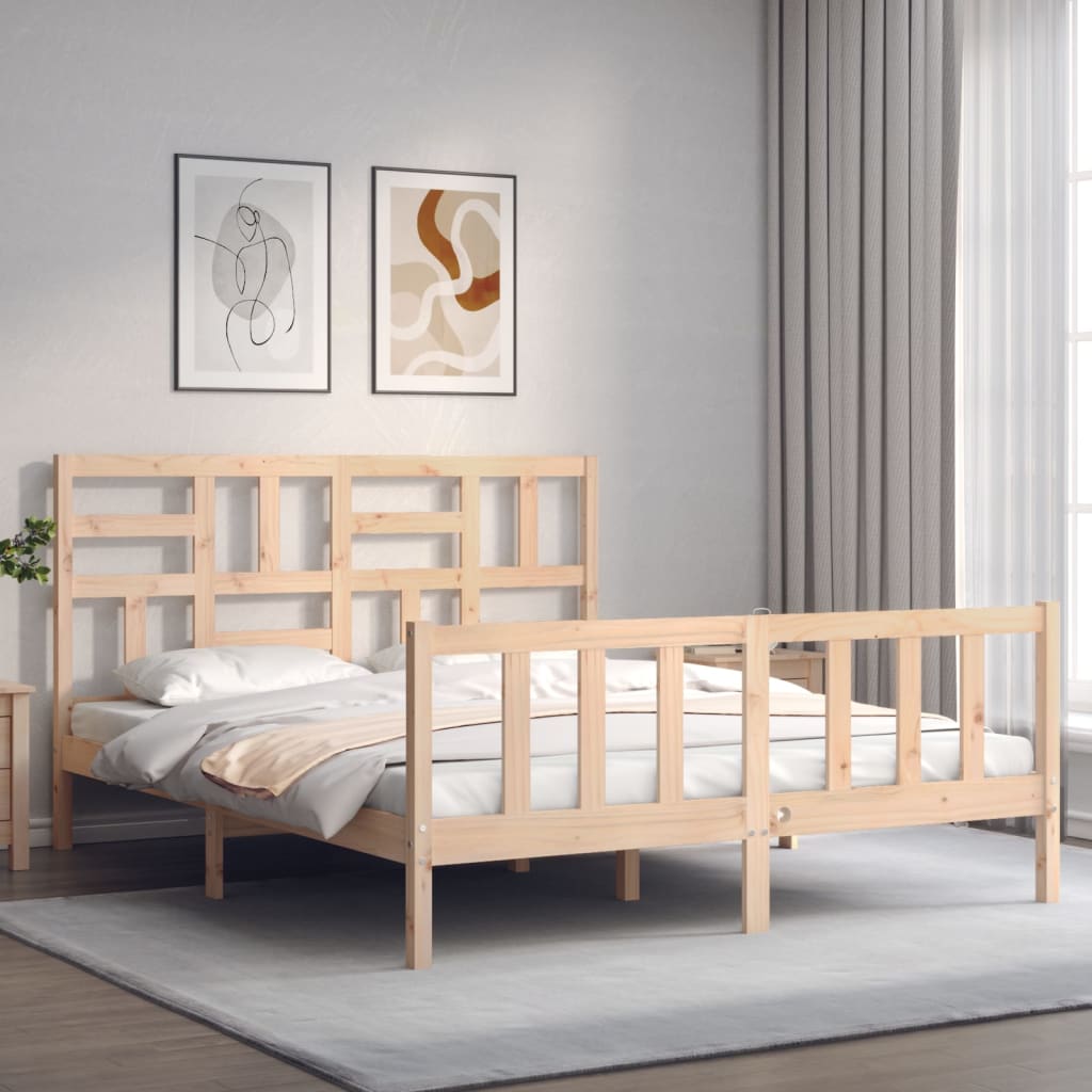vidaXL Rama łóżka bez materaca, 160x200 cm, lite drewno sosnowe