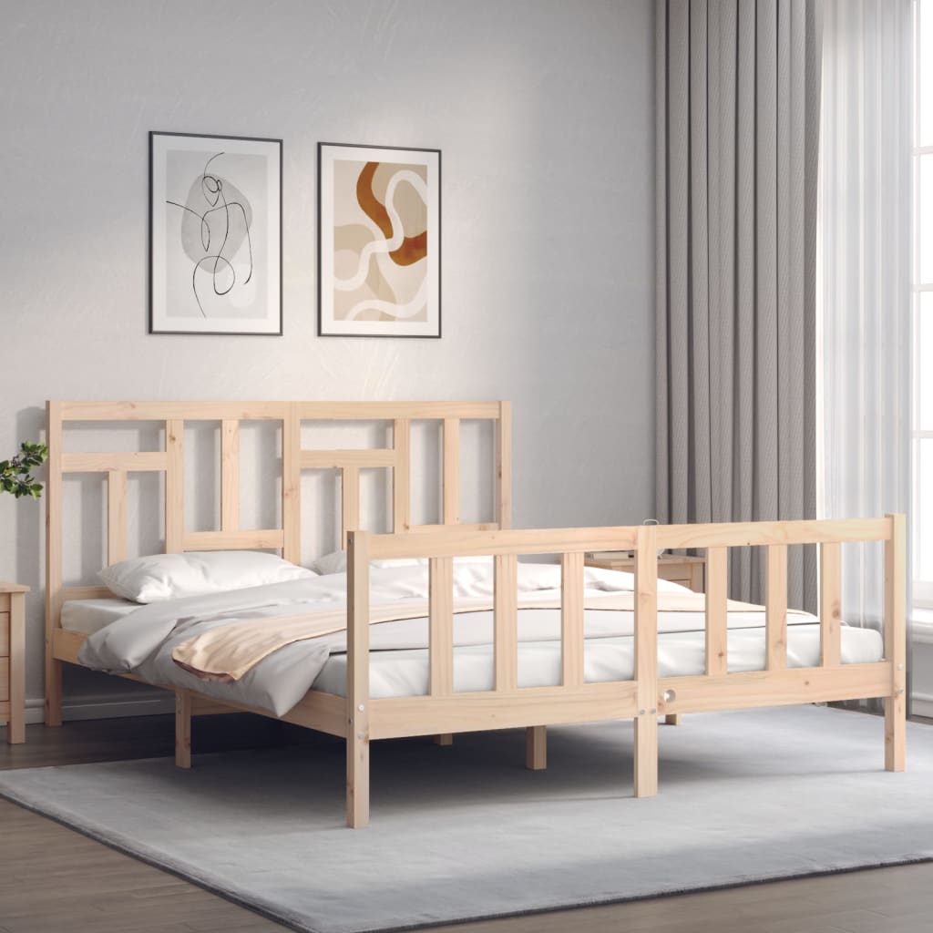 vidaXL Rama łóżka bez materaca, 160x200 cm, lite drewno sosnowe
