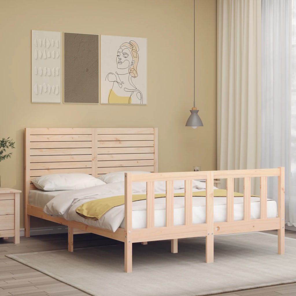 vidaXL Rama łóżka bez materaca, 140x200 cm, lite drewno sosnowe