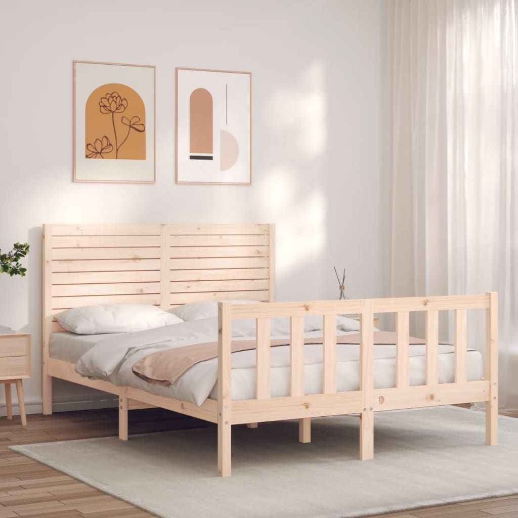 vidaXL Rama łóżka bez materaca, 140x200 cm, lite drewno sosnowe