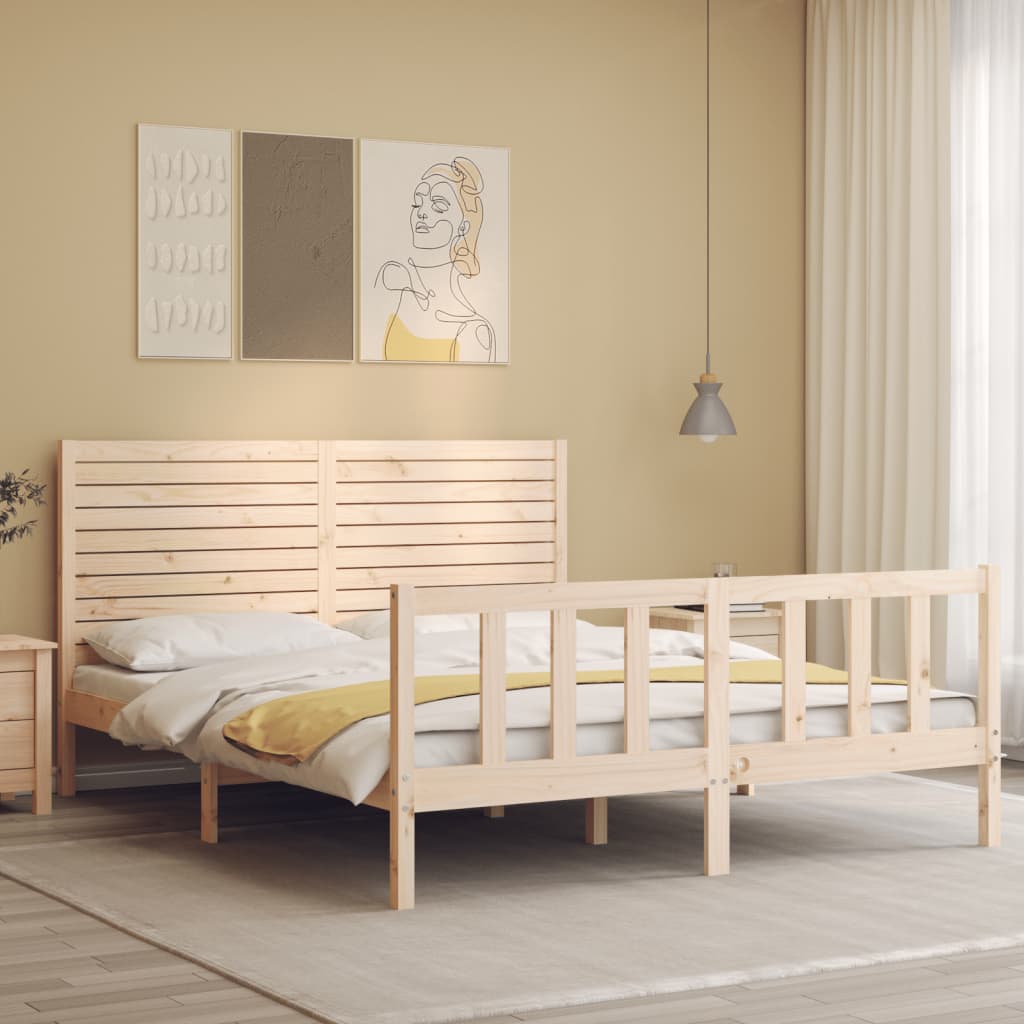 vidaXL Rama łóżka bez materaca, 160x200 cm, lite drewno sosnowe