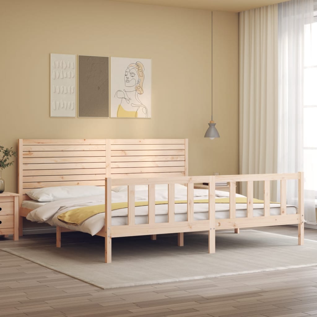 vidaXL Rama łóżka z wezgłowiem, lite drewno