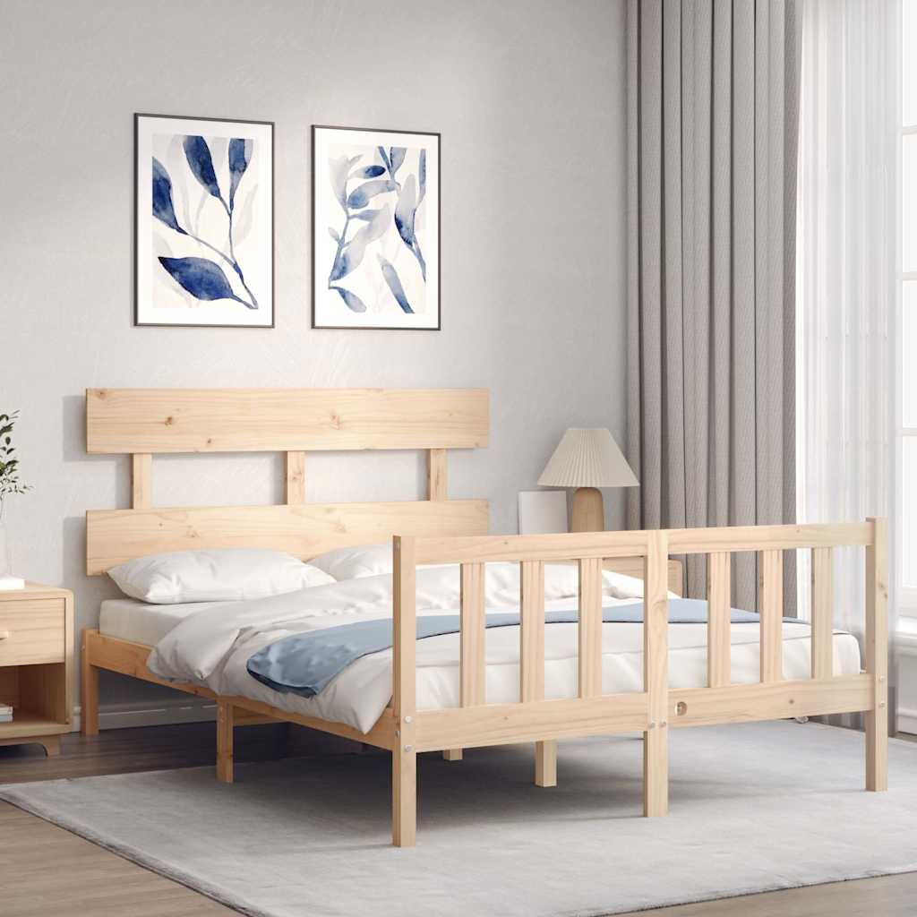 vidaXL Rama łóżka bez materaca, 140x200 cm, lite drewno sosnowe