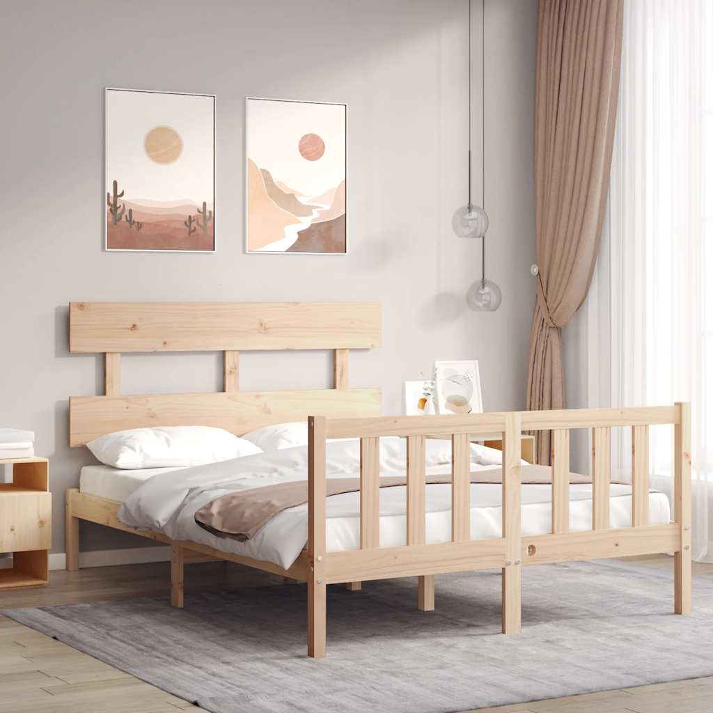 vidaXL Rama łóżka bez materaca, 140x200 cm, lite drewno sosnowe