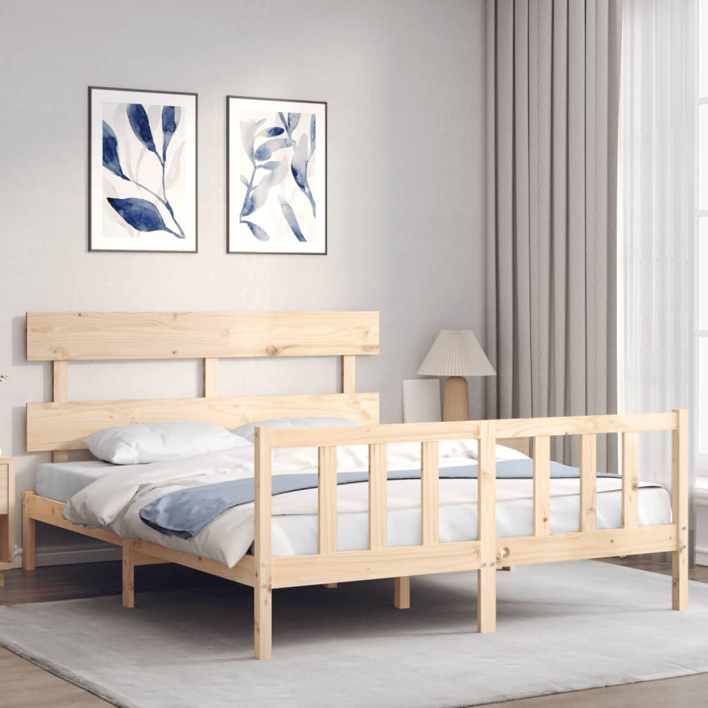 vidaXL Rama łóżka bez materaca, 160x200 cm, lite drewno sosnowe
