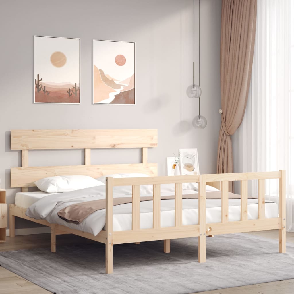 vidaXL Rama łóżka bez materaca, 160x200 cm, lite drewno sosnowe