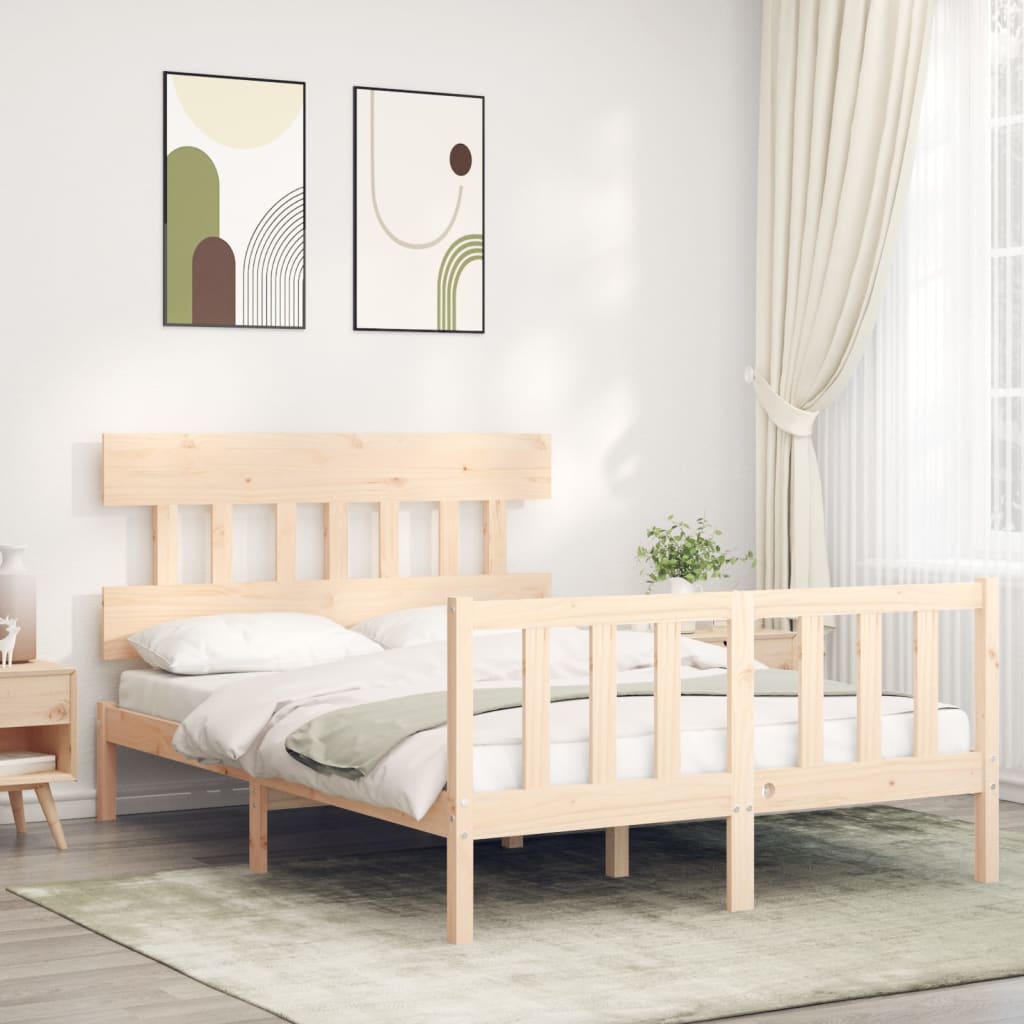 vidaXL Rama łóżka bez materaca, 140x200 cm, lite drewno sosnowe