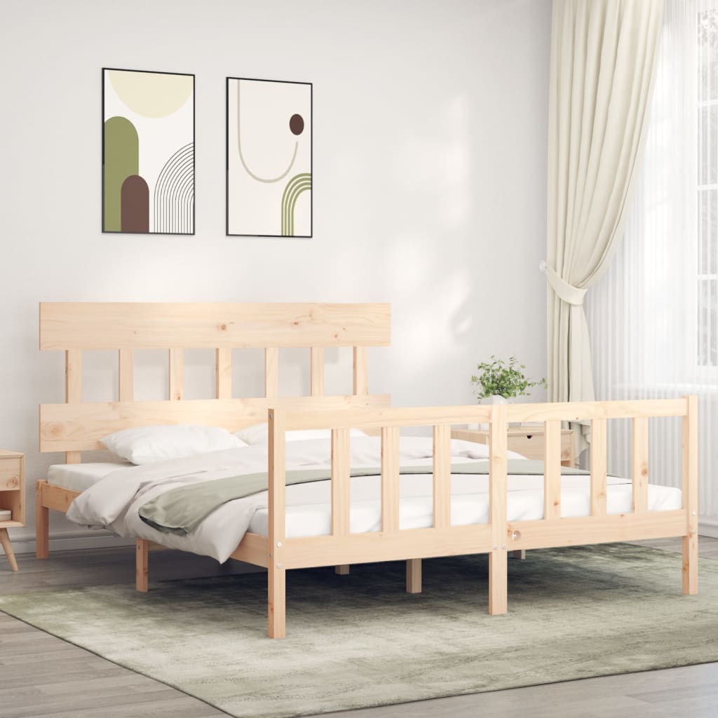 vidaXL Rama łóżka bez materaca, 160x200 cm, lite drewno sosnowe