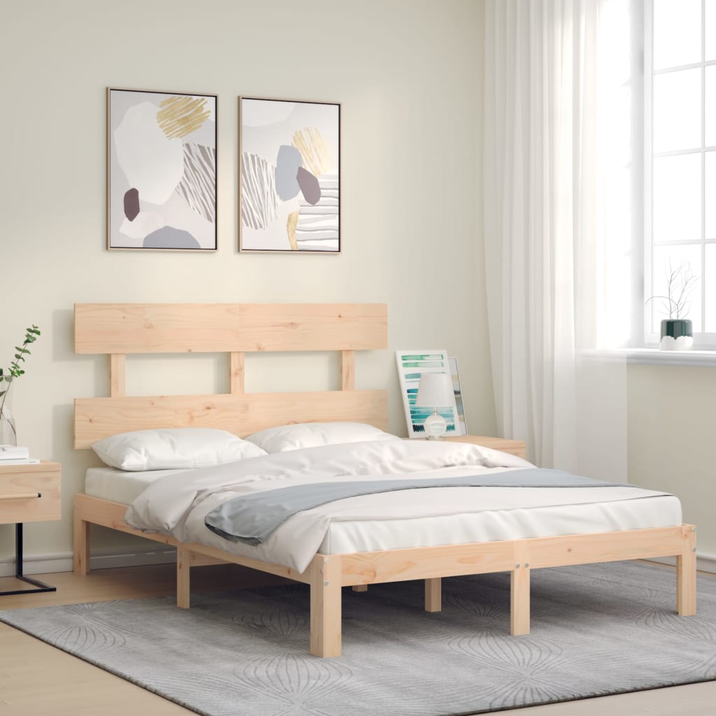 vidaXL Rama łóżka bez materaca, 140x190 cm, lite drewno sosnowe