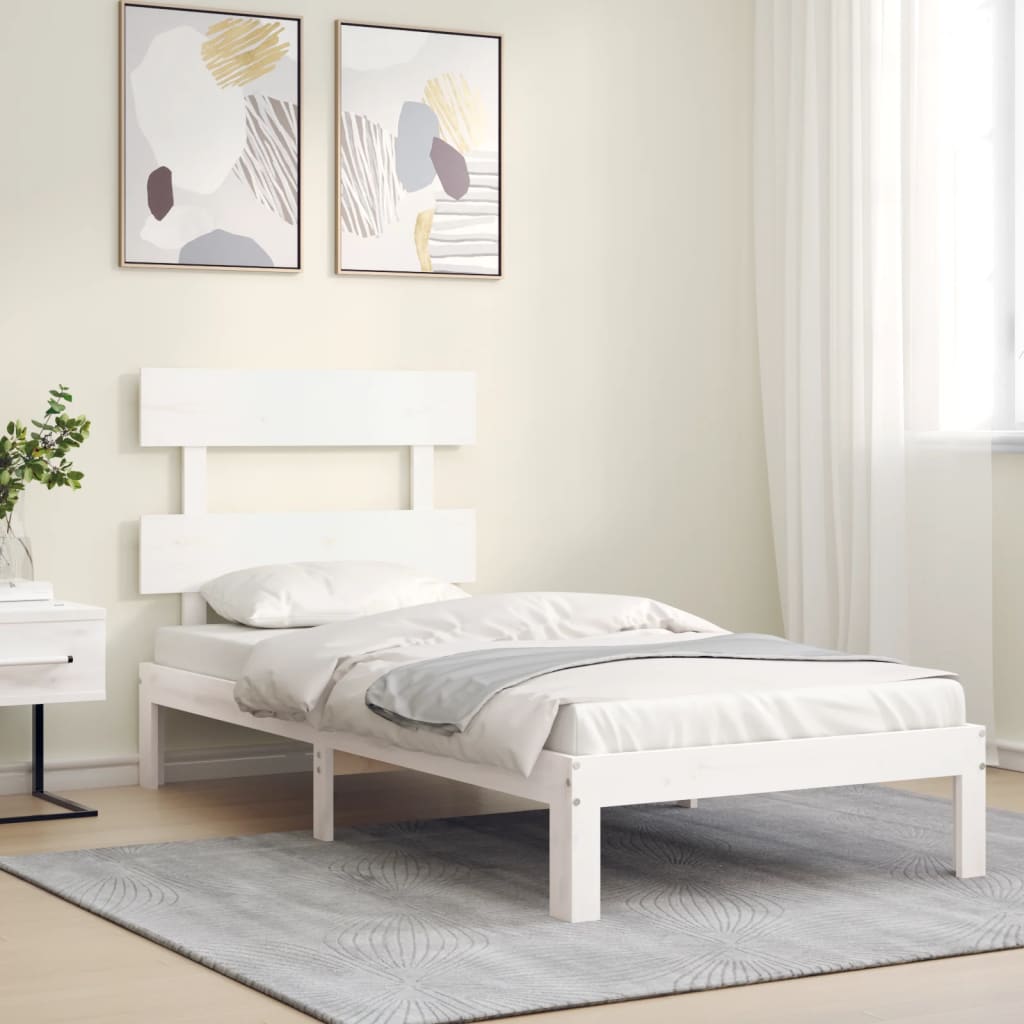 vidaXL Rama łóżka bez materaca, biała, 100x200 cm, lite drewno sosnowe
