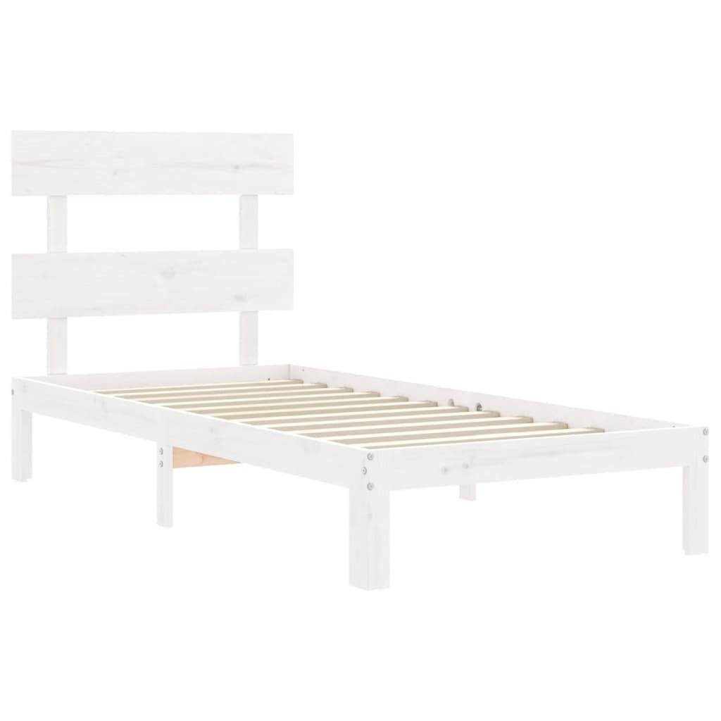 vidaXL Rama łóżka bez materaca, biała, 100x200 cm, lite drewno sosnowe