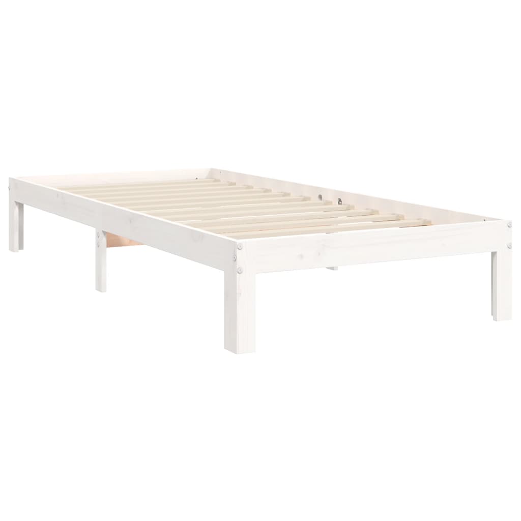 vidaXL Rama łóżka bez materaca, biała, 100x200 cm, lite drewno sosnowe