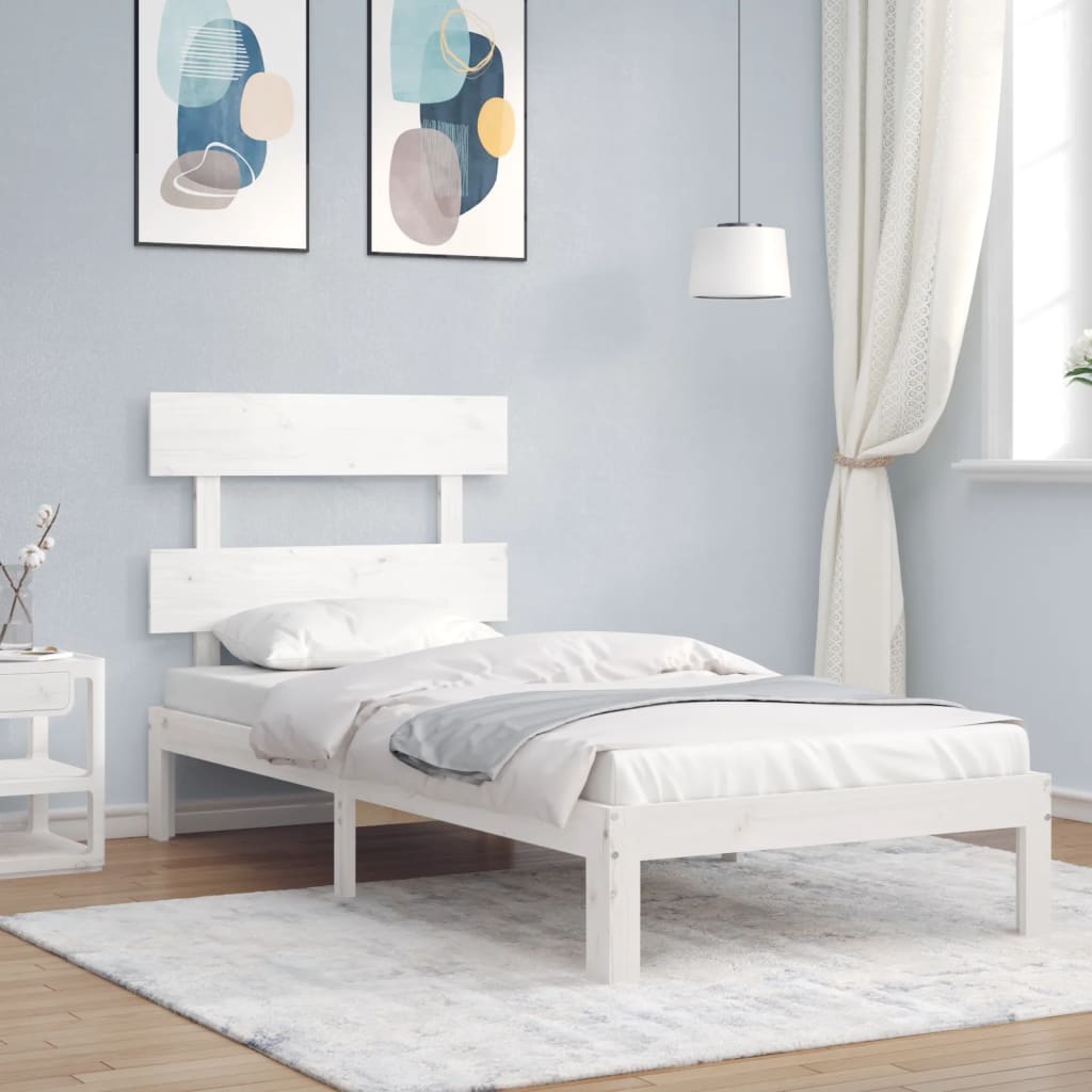 vidaXL Rama łóżka bez materaca, biała, 100x200 cm, lite drewno sosnowe