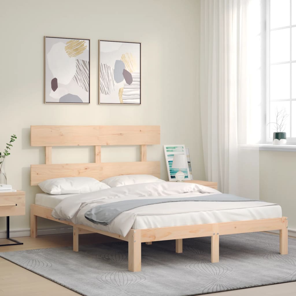 vidaXL Rama łóżka bez materaca, 140x200 cm, lite drewno sosnowe