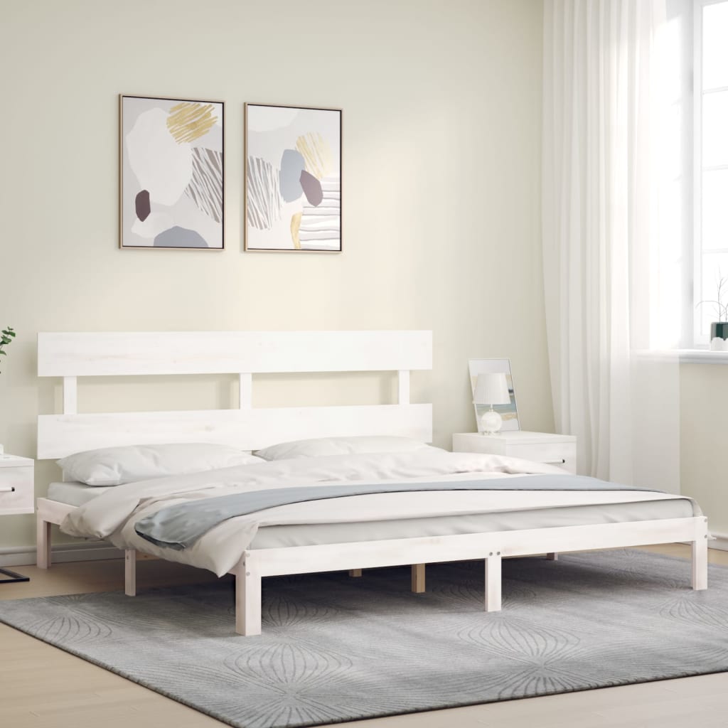 vidaXL Łóżko bez materaca, białe, 200x200 cm, lite drewno sosnowe