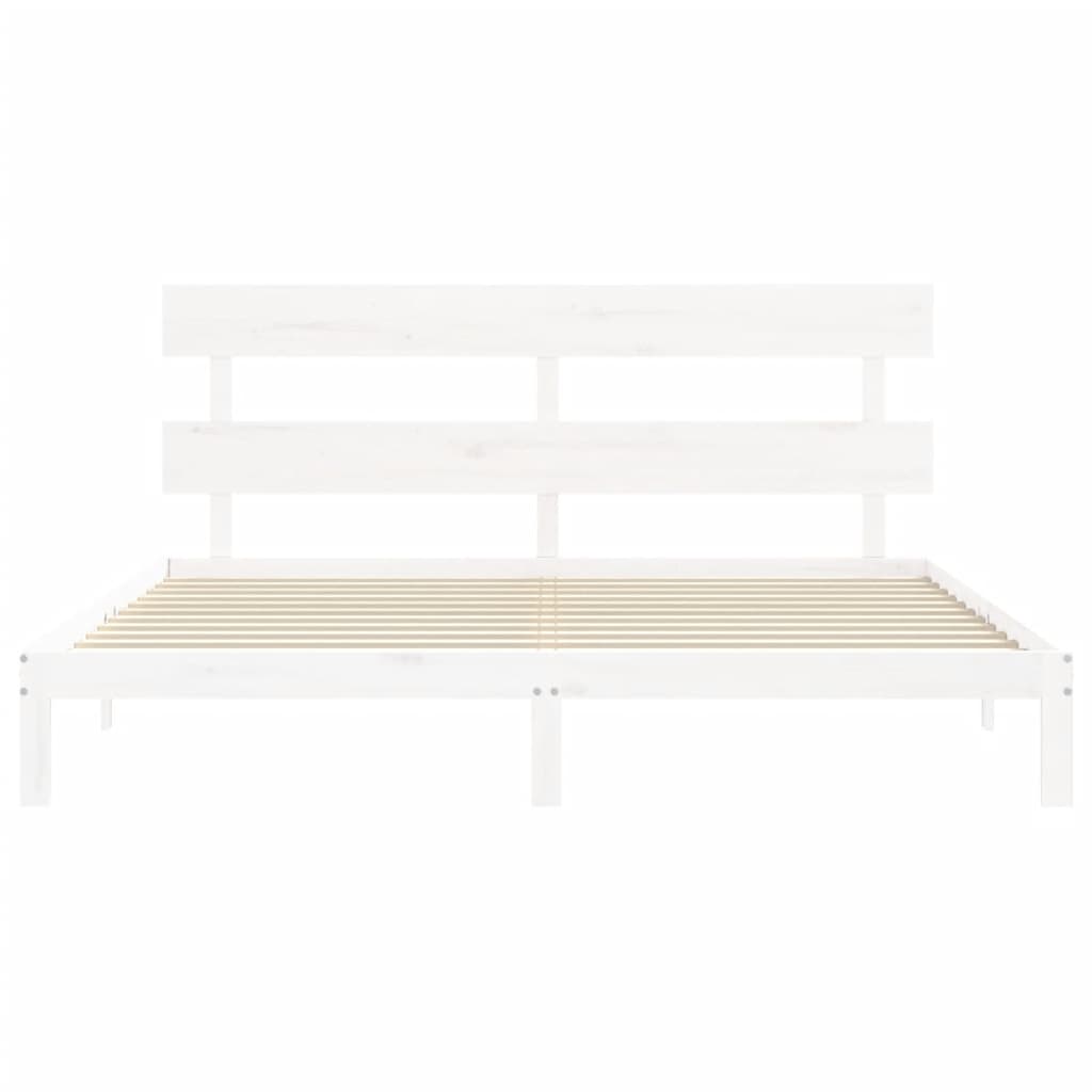 vidaXL Łóżko bez materaca, białe, 200x200 cm, lite drewno sosnowe