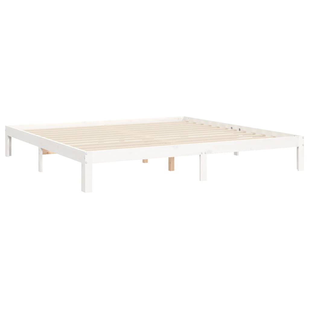vidaXL Łóżko bez materaca, białe, 200x200 cm, lite drewno sosnowe