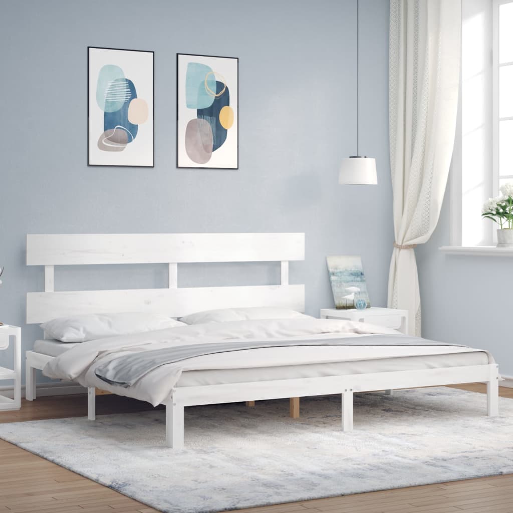 vidaXL Łóżko bez materaca, białe, 200x200 cm, lite drewno sosnowe