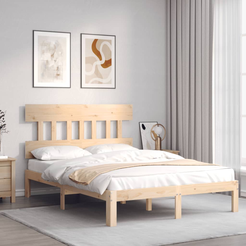 vidaXL Rama łóżka bez materaca, 140x190 cm, lite drewno sosnowe