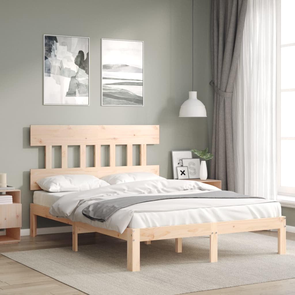 vidaXL Rama łóżka bez materaca, 140x190 cm, lite drewno sosnowe