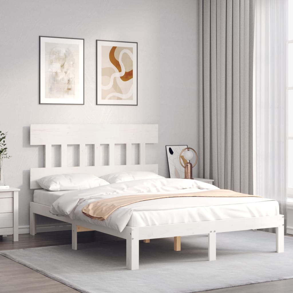 vidaXL Rama łóżka bez materaca, biała, 120x200 cm, drewno sosnowe