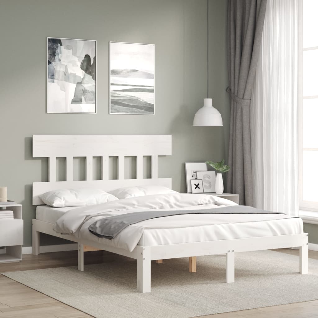 vidaXL Rama łóżka bez materaca, biała, 120x200 cm, drewno sosnowe