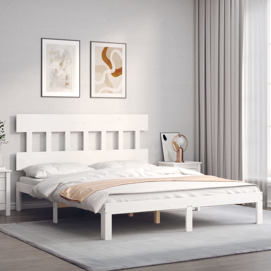 vidaXL Rama łóżka bez materaca, biała, 160x200 cm, lite drewno sosnowe