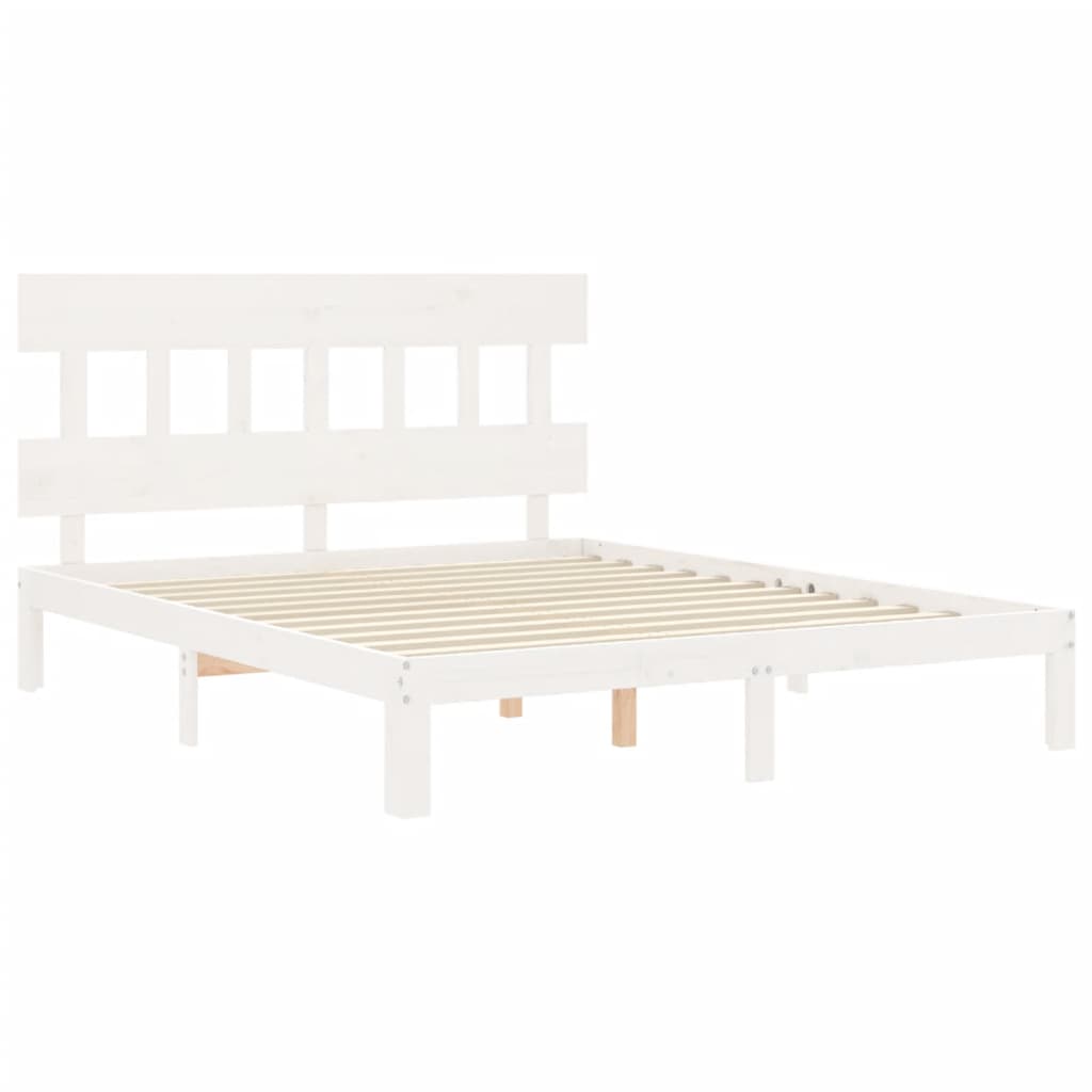 vidaXL Rama łóżka bez materaca, biała, 160x200 cm, lite drewno sosnowe