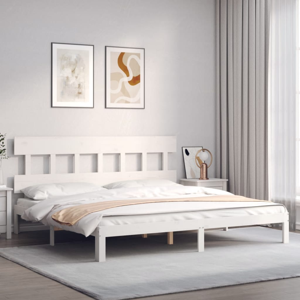 vidaXL Łóżko bez materaca, białe, 200x200 cm, lite drewno sosnowe