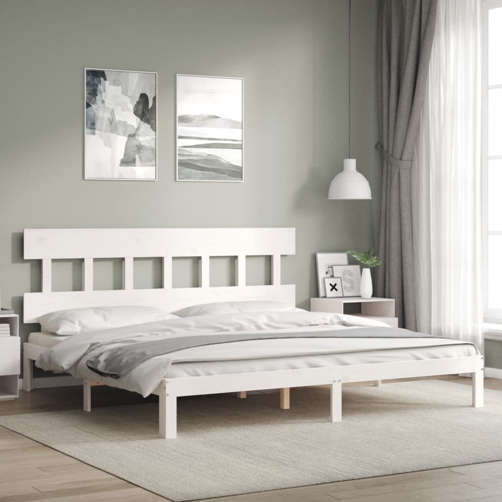 vidaXL Łóżko bez materaca, białe, 200x200 cm, lite drewno sosnowe