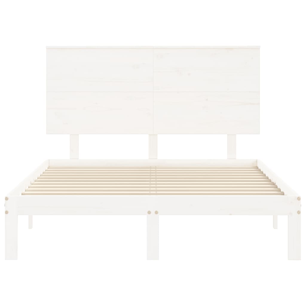 vidaXL Rama łóżka bez materaca, biała, 140x190 cm, lite drewno sosnowe