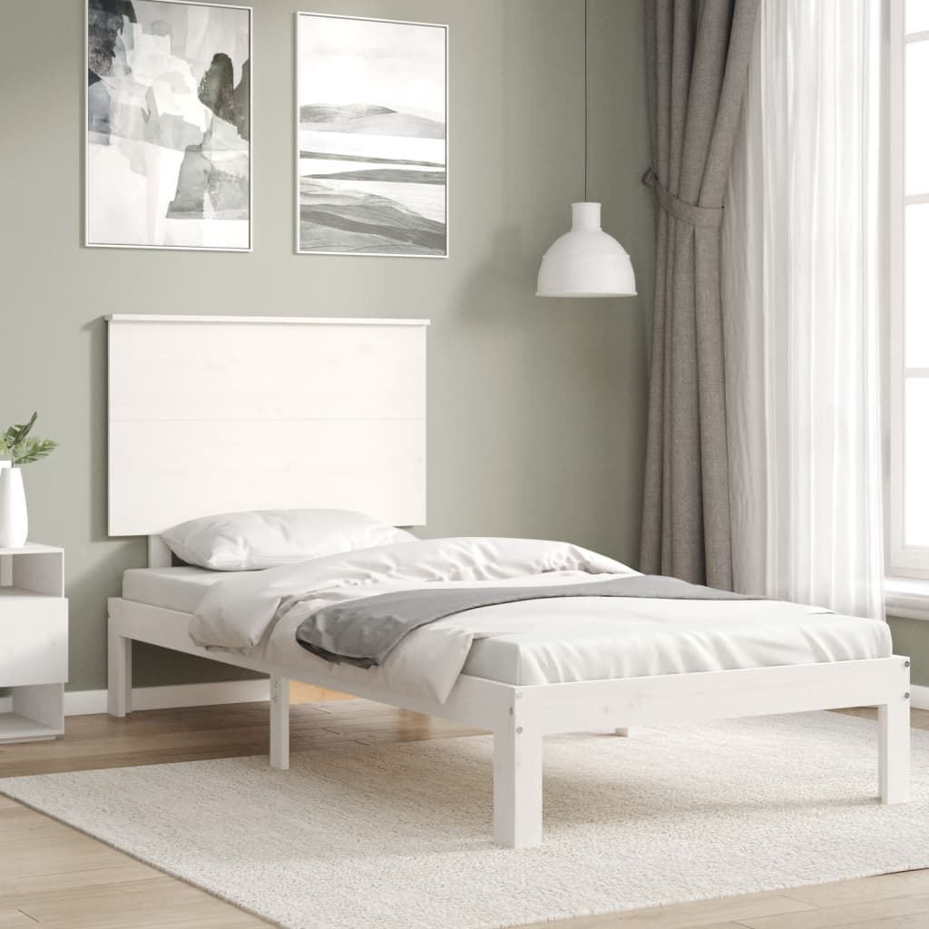 vidaXL Rama łóżka bez materaca, biała, 90x200 cm, lite drewno sosnowe