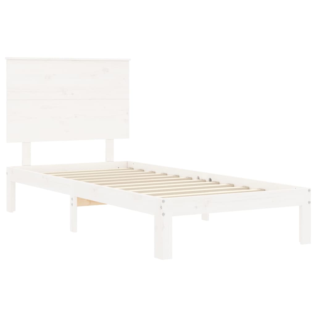 vidaXL Rama łóżka bez materaca, biała, 90x200 cm, lite drewno sosnowe
