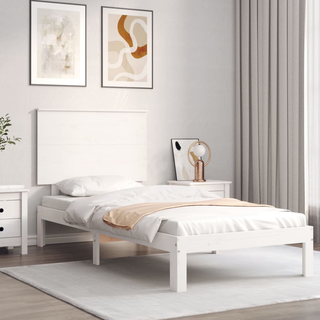 vidaXL Rama łóżka bez materaca, biała, 90x200 cm, lite drewno sosnowe