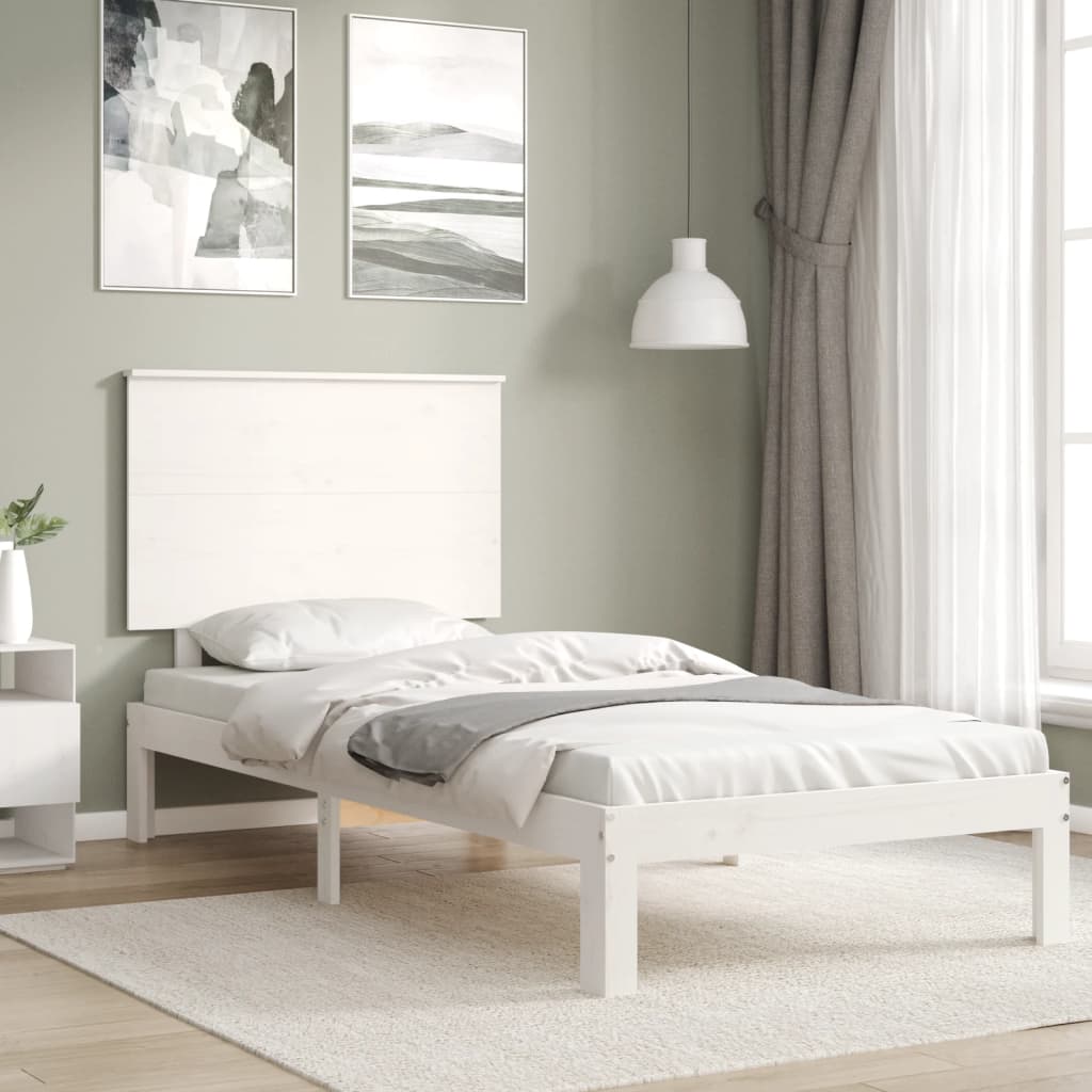 vidaXL Rama łóżka bez materaca, biała, 100x200 cm, lite drewno sosnowe