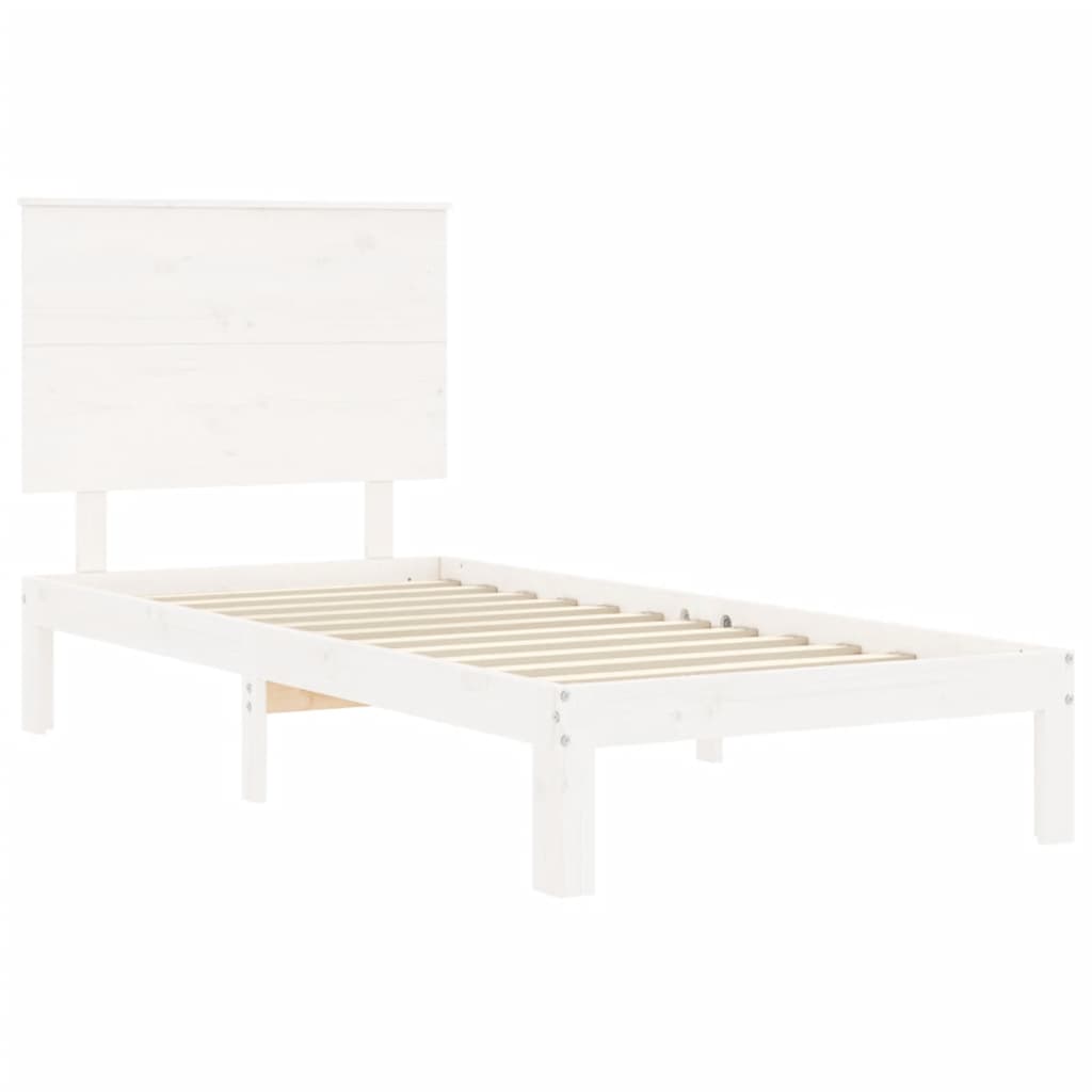 vidaXL Rama łóżka bez materaca, biała, 100x200 cm, lite drewno sosnowe