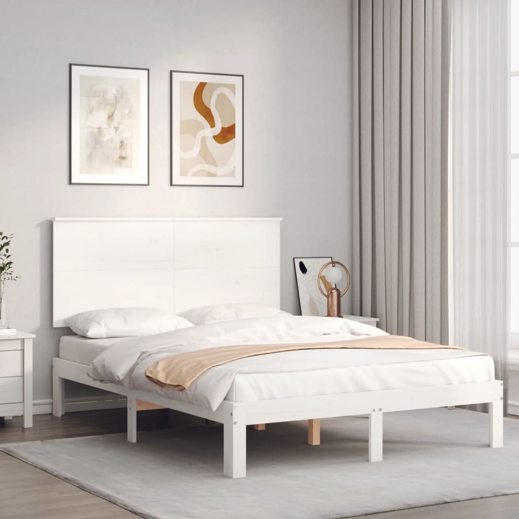 vidaXL Rama łóżka bez materaca, biała, 120x200 cm, drewno sosnowe