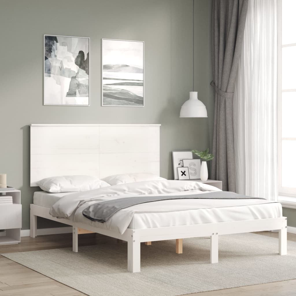 vidaXL Rama łóżka bez materaca, biała, 140x200 cm, lite drewno sosnowe