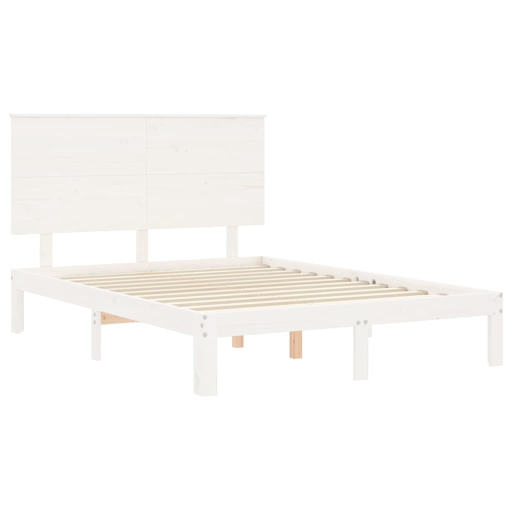 vidaXL Rama łóżka bez materaca, biała, 140x200 cm, lite drewno sosnowe