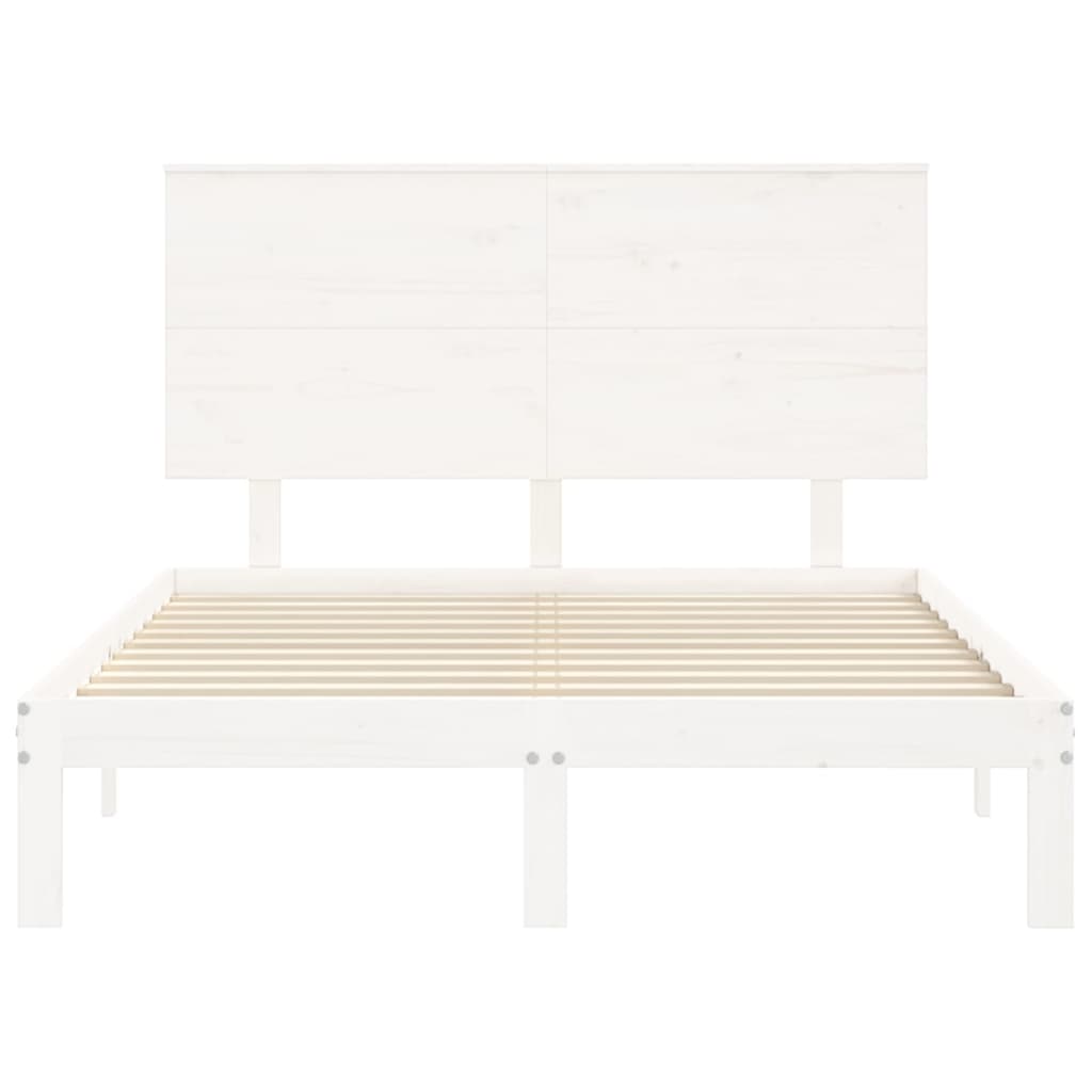 vidaXL Rama łóżka bez materaca, biała, 140x200 cm, lite drewno sosnowe