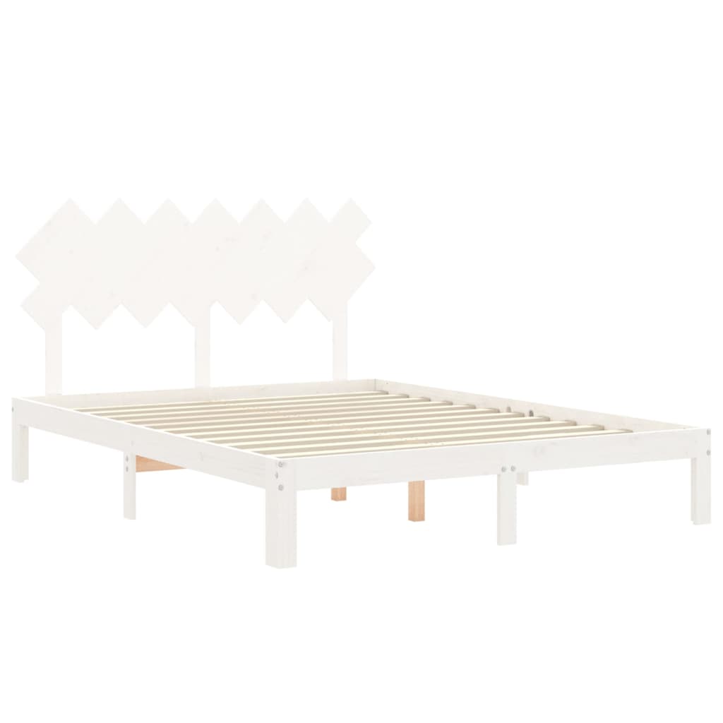 vidaXL Rama łóżka bez materaca, biała, 140x190 cm, lite drewno sosnowe