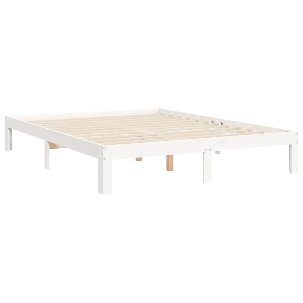 vidaXL Rama łóżka bez materaca, biała, 140x190 cm, lite drewno sosnowe