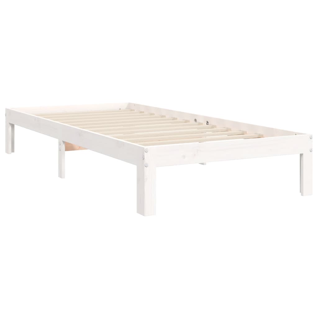 vidaXL Rama łóżka bez materaca, biała, 90x200 cm, lite drewno sosnowe