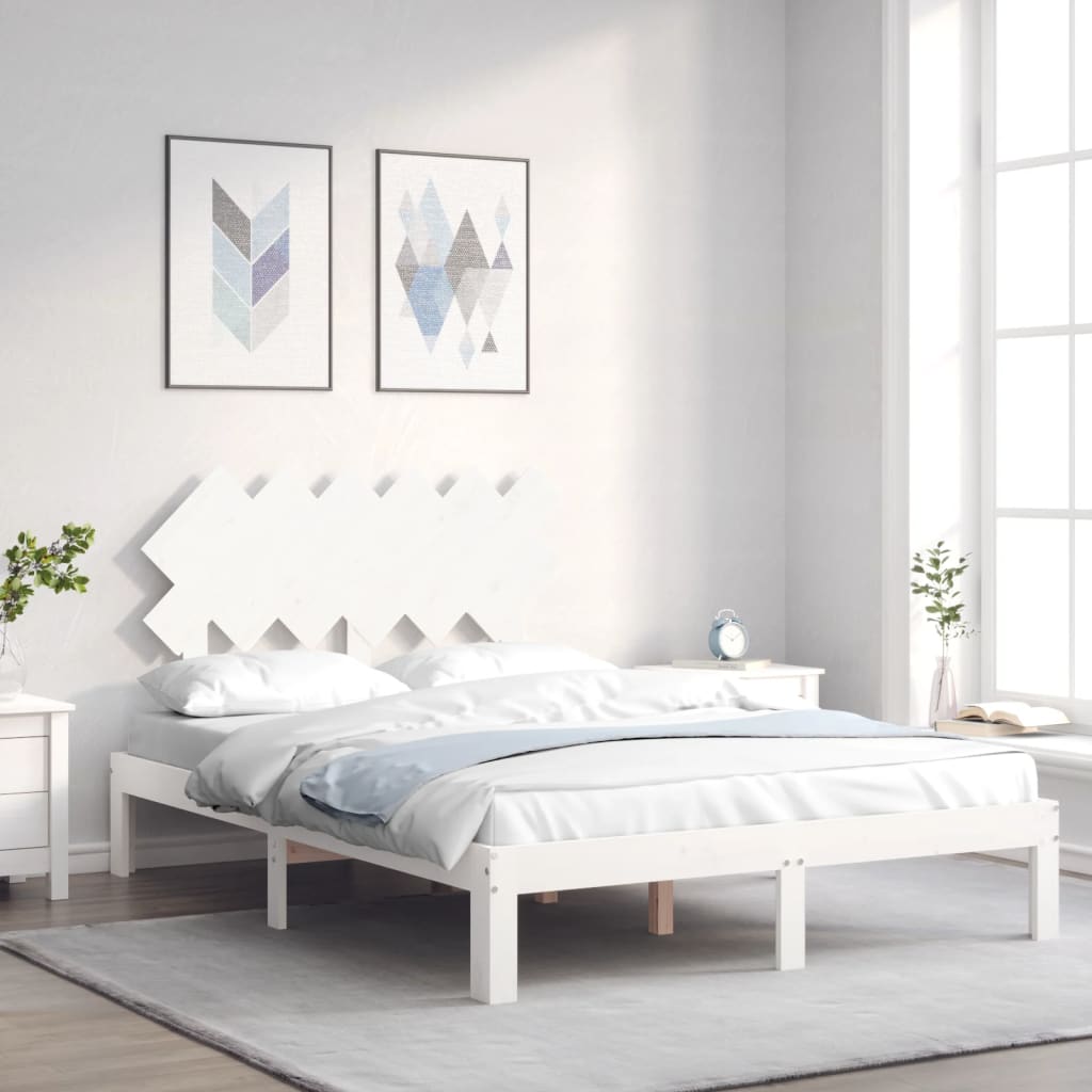 vidaXL Rama łóżka bez materaca, biała, 120x200 cm, drewno sosnowe