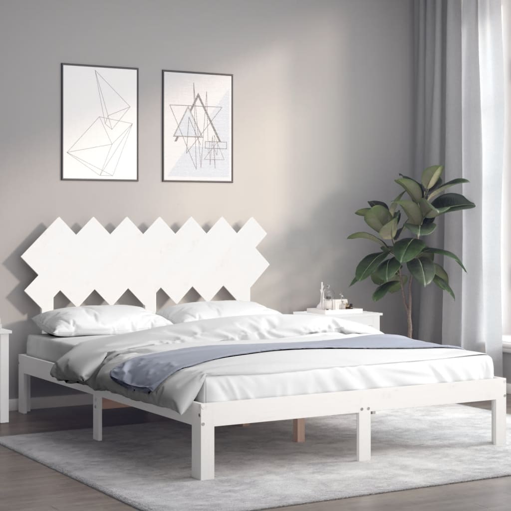vidaXL Rama łóżka bez materaca, biała, 140x200 cm, lite drewno sosnowe